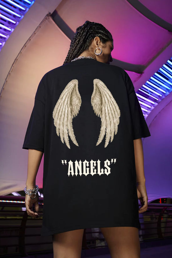 Wings Angels Printing Female Cotton Tee 