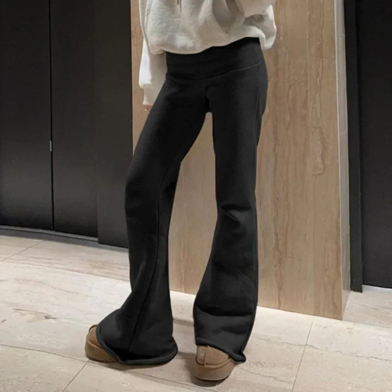 Casual Sexy Basic Solid Flare Pants Y2K Slim Low-Waisted Boot Cut Pants Women 2024 Autumn Spring Fashion Streetwear Lady 