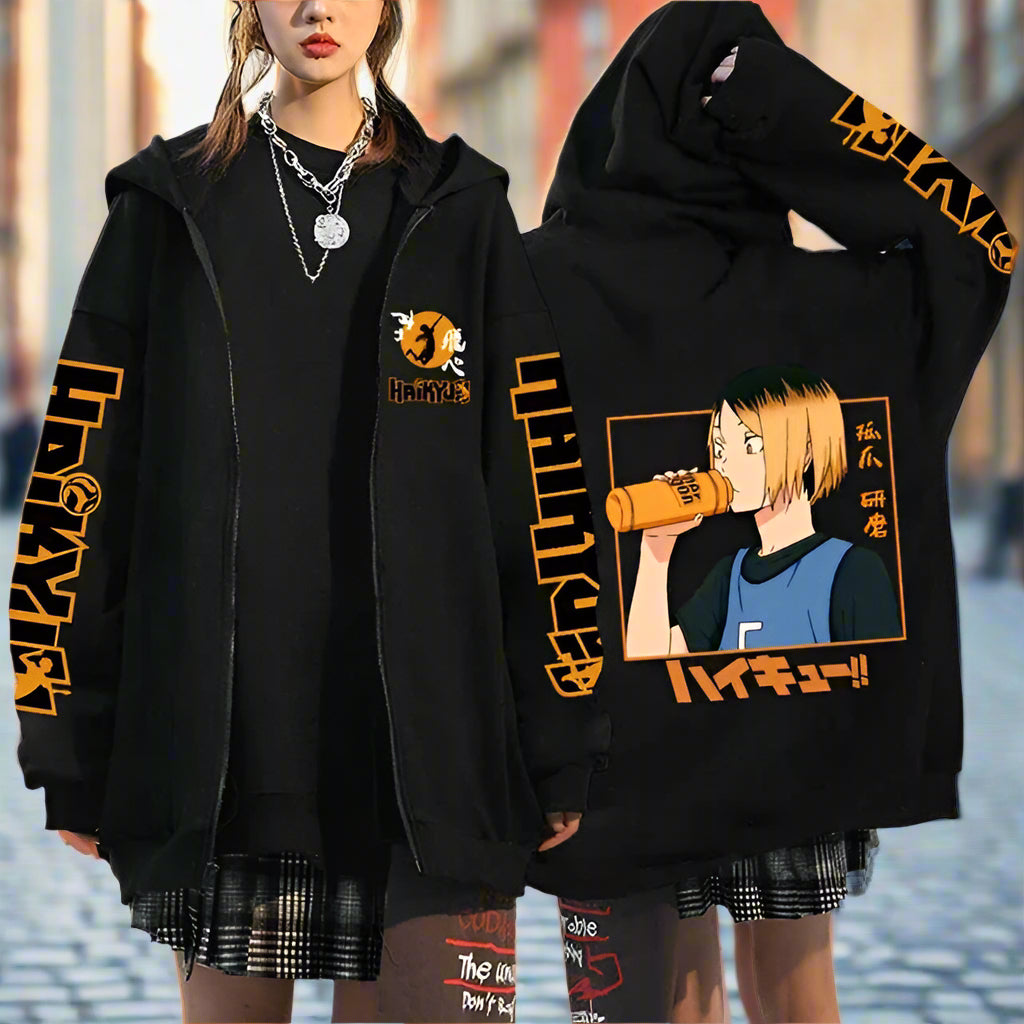 🏐 Haikyuu!! Karasuno High School Zip-Up Hoodie – Unisex Anime Streetwear FitiqueFit