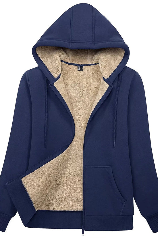 MAGCOMSEN Womens Sherpa Lined Fleece Jacket Zip Up Casual Hoodie Winter Warm Thicken Jackets 