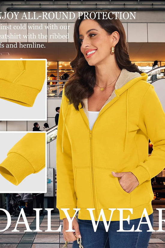 MAGCOMSEN Womens Sherpa Lined Fleece Jacket Zip Up Casual Hoodie Winter Warm Thicken Jackets 