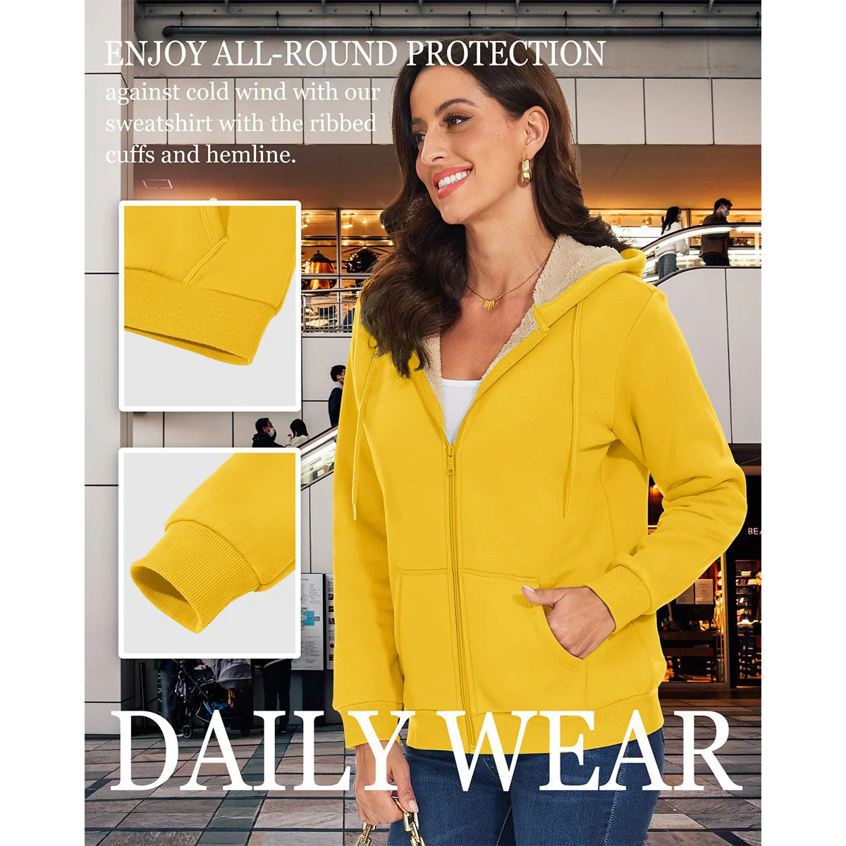 MAGCOMSEN Womens Sherpa Lined Fleece Jacket Zip Up Casual Hoodie Winter Warm Thicken Jackets 