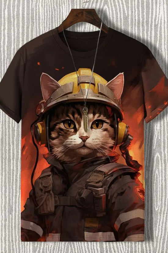 Samurai Cat Graphic T-Shirt – Japanese Style 3D Print Men's Tee FitiqueFit