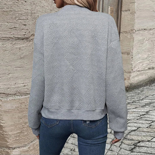 Women's autumn and winter new solid color simple and exquisite zipper jacket baseball collar casual jacket 