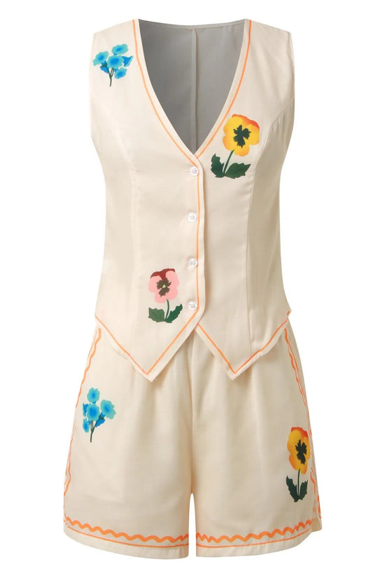 🌸 Vintage Floral Embroidered 2-Piece Summer Set FitiqueFit