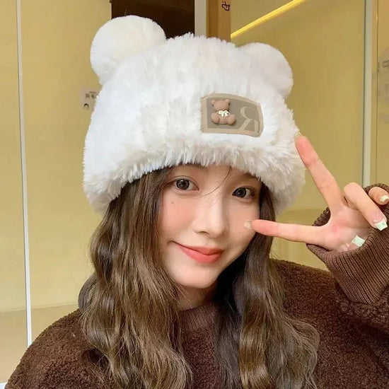 Letter Bear Ears KnittedCute Woolen Hat Beanie Hat Cat Ears Beanie All-match Skull Lovely Cap Winter/Autumn Cute Popular Hat FitiqueFit