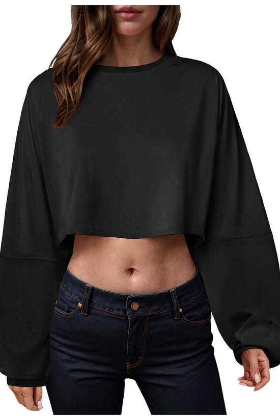🧘‍♀️ Women’s Long Sleeve Loose-Fit Crop Top FitiqueFit