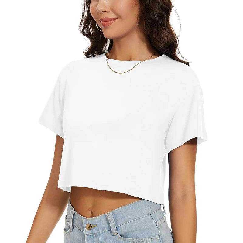 Y2K Harajuku White Crop Top – Women's Summer Streetwear Tee FitiqueFit