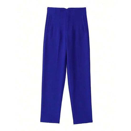 TRAFZA 2024 Woman Solid Trouser High Waist Slim Zipper Fly Long Pants Female Wild Commute Office Lady Woman Pencil Pant Street FitiqueFit