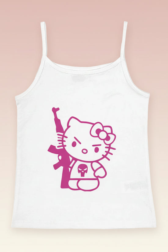 2000s Tops Emo Girls Camisole Tops Hello Kitty Print Grunge Crop Tops Y2k Clothes Vintage Punk Women's Corset Tank Top Baby Tees FitiqueFit