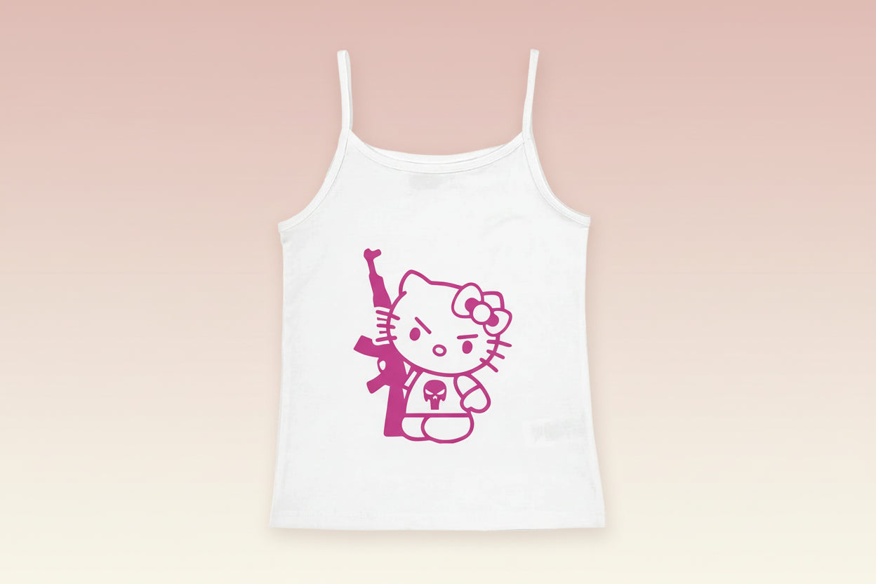 2000s Tops Emo Girls Camisole Tops Hello Kitty Print Grunge Crop Tops Y2k Clothes Vintage Punk Women's Corset Tank Top Baby Tees FitiqueFit