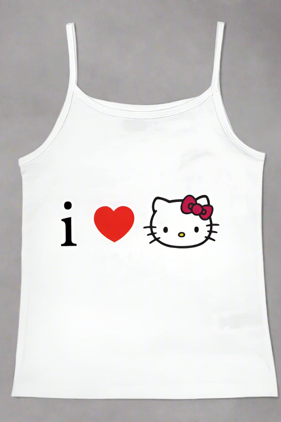 2000s Tops Emo Girls Camisole Tops Hello Kitty Print Grunge Crop Tops Y2k Clothes Vintage Punk Women's Corset Tank Top Baby Tees FitiqueFit