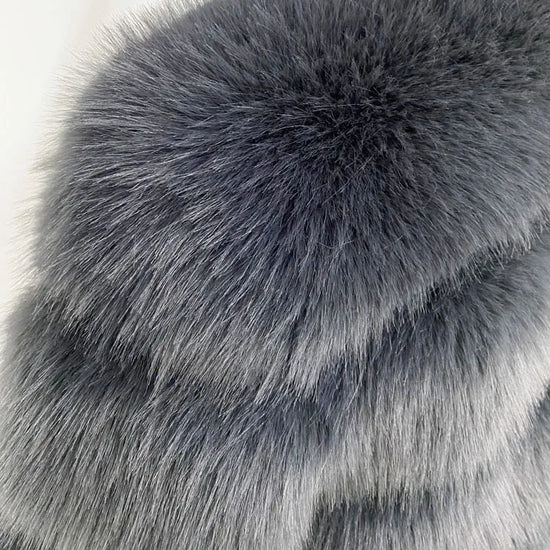Faux Fur Coat Women Luxury Stand Fur Collar Furry Jacket