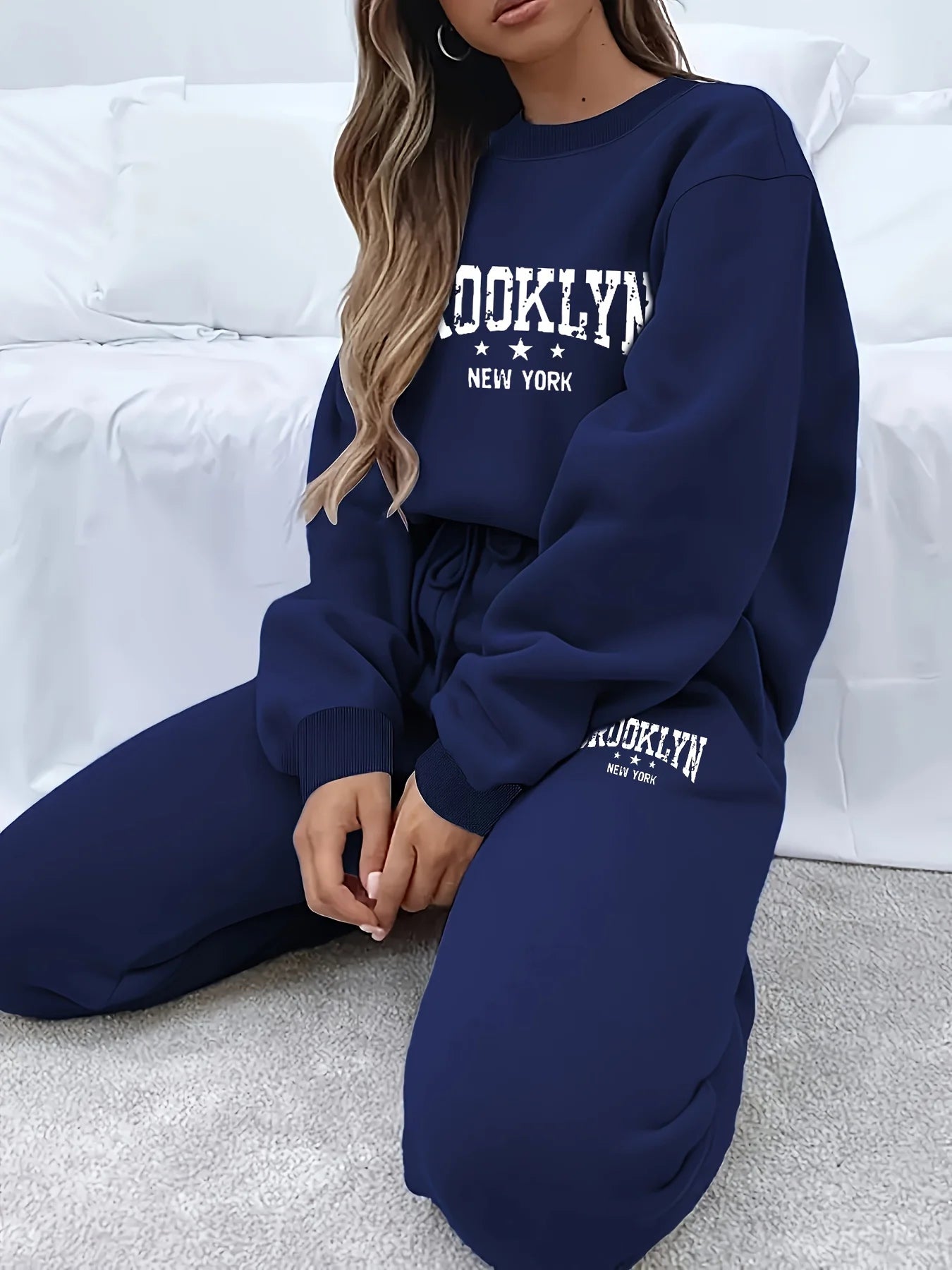 Autumn Winter Women's Sweater Pants Set  Women Hoodie set Street Hip Hop Clothing Casual Female  Clothing Plush sweatshirt 