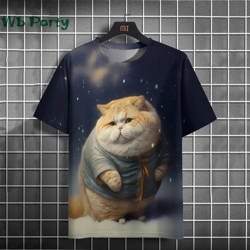 Cat Print T-shirts for Men - Y2K Graphic T-Shirt FitiqueFit