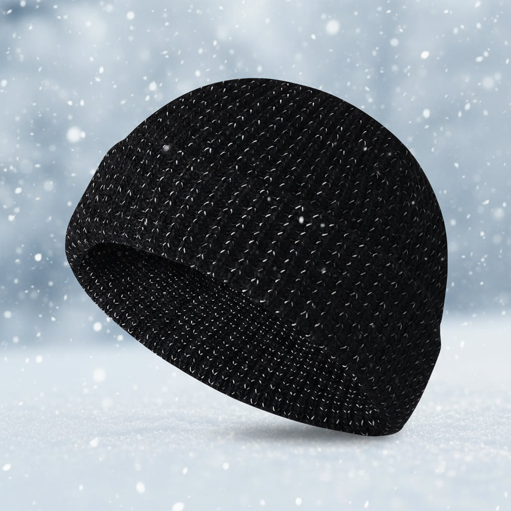 Unisex Winter Reflective Beanies High Visibility Noctilucent Reflective Knit Hat Glow In Dark for Winter Night Walks FitiqueFit