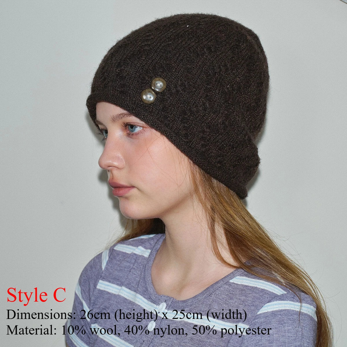 INS Real Fur Wool Winter Hats for Women Sun Animals Cartoon Warm Knit Thick Beanie Cap Solid Cover Head Sombreros De Mujer 