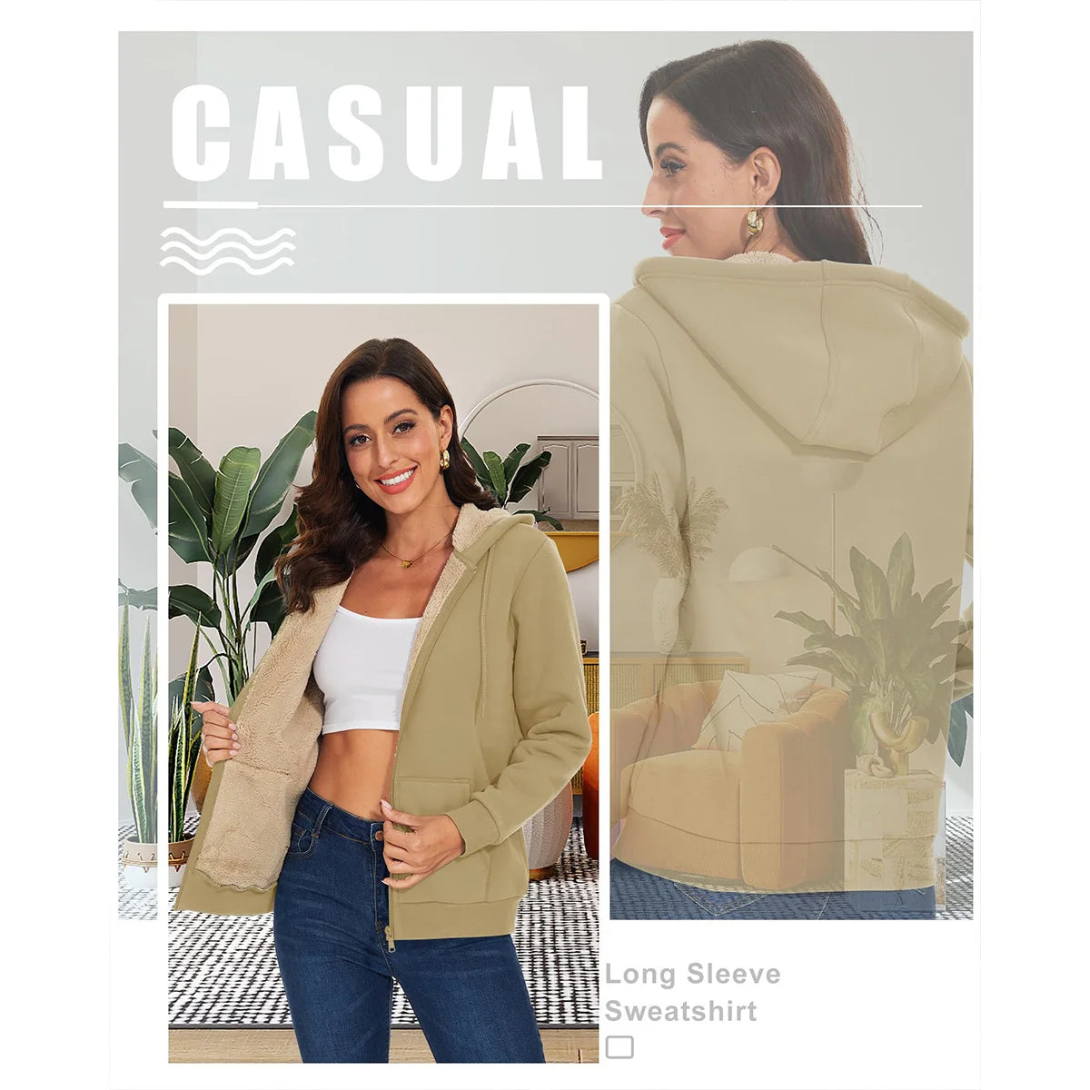 MAGCOMSEN Womens Sherpa Lined Fleece Jacket Zip Up Casual Hoodie Winter Warm Thicken Jackets 