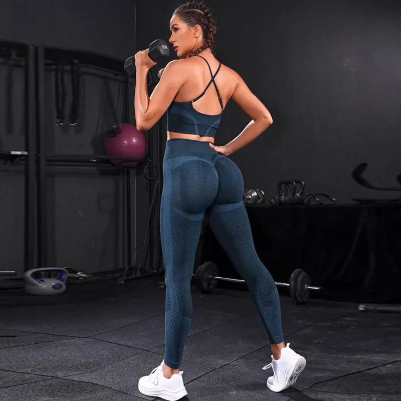 2 Pieces Women's Tracksuit Seamless Yoga Set Workout Sportswear Gym Clothing High Waist Leggings Fitness Sports Suits FitiqueFit