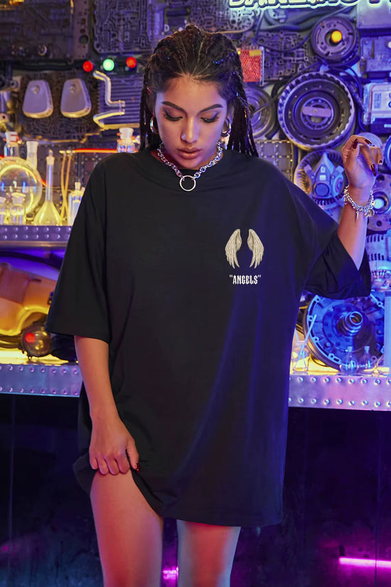 Wings Angels Printing Female Cotton Tee 