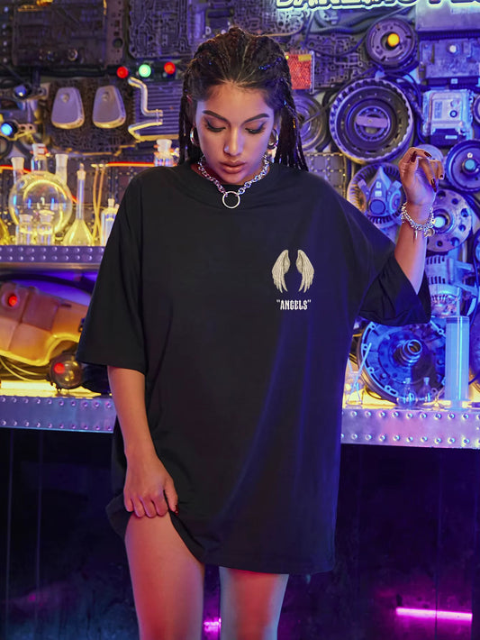 Wings Angels Printing Female Cotton Tee 