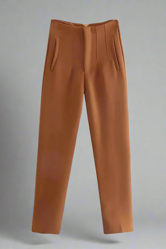 TRAFZA 2024 Woman Solid Trouser High Waist Slim Zipper Fly Long Pants Female Wild Commute Office Lady Woman Pencil Pant Street FitiqueFit