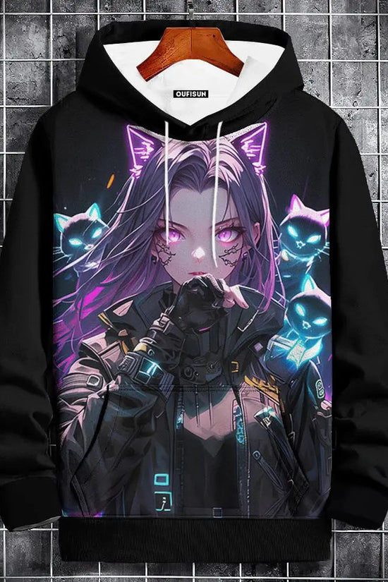 🧥 Oversized Anime Graphic Hoodie FitiqueFit