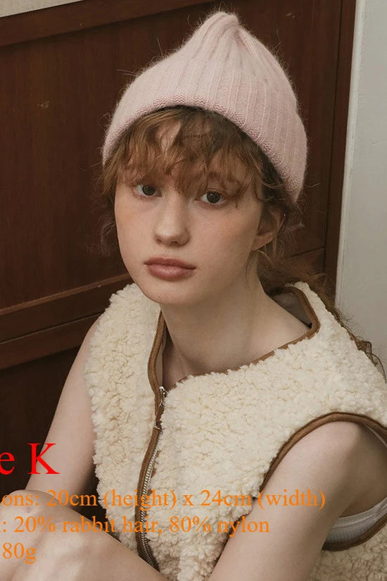 INS Real Fur Wool Winter Hats for Women Sun Animals Cartoon Warm Knit Thick Beanie Cap Solid Cover Head Sombreros De Mujer 