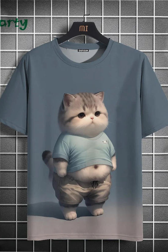 Cat Print T-shirts for Men - Y2K Graphic T-Shirt FitiqueFit