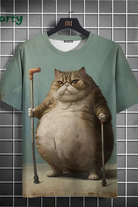 Cat Print T-shirts for Men - Y2K Graphic T-Shirt FitiqueFit