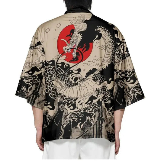 🐉 Summer Japanese Style Anime Dragon Print Haori Yukata FitiqueFit