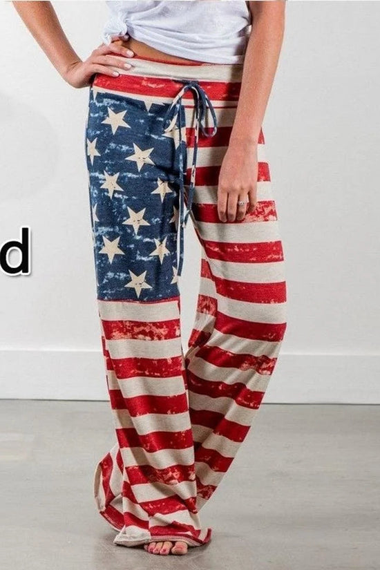 S-8XL Fashion Women Casual Loose Stretch Printing Long Wide Leg Yoga Pants Drawstring  Lounge Pants Pajama Pants FitiqueFit