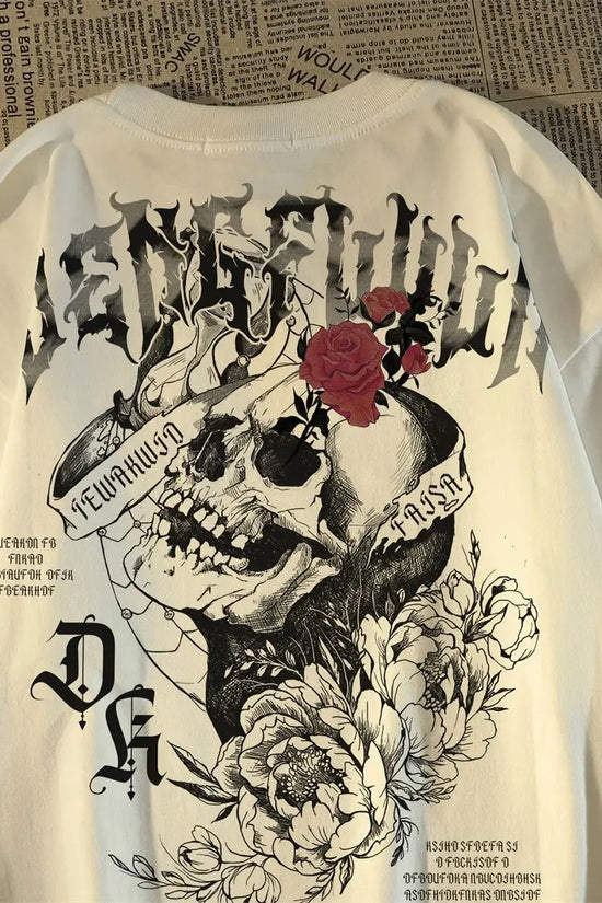💀 Pure Cotton Retro Skull Print T-Shirt FitiqueFit