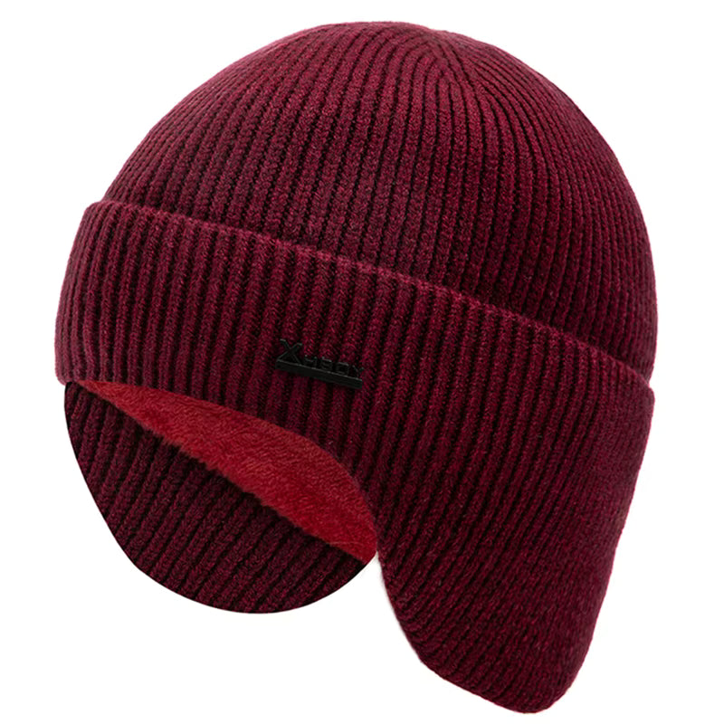 New Men Winter Hat Add Fleece Warm Earflap Cap Stylish Soft Beanie Hat For Male Outdoor Thicken Ski Sports Knitted Hat FitiqueFit