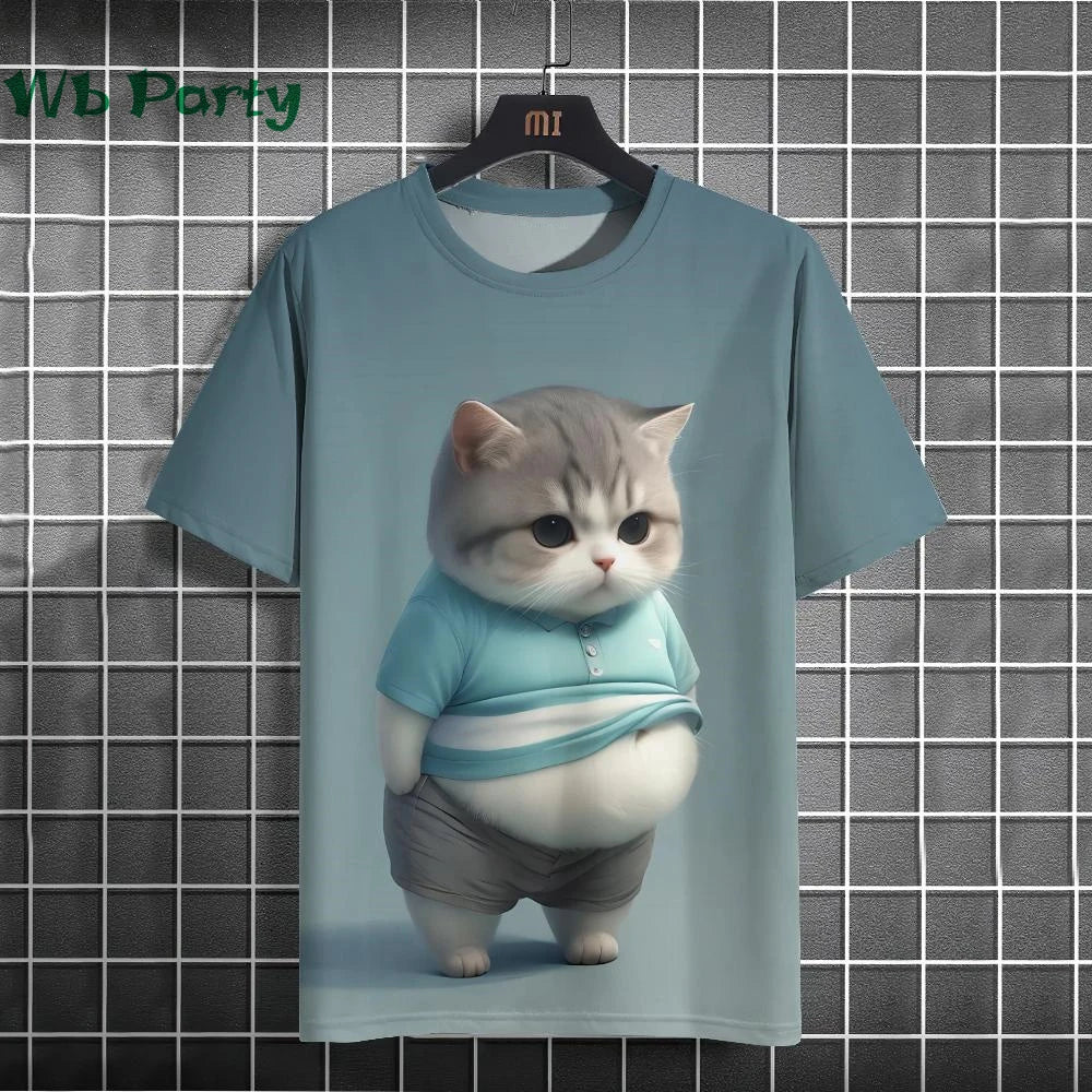 Cat Print T-shirts for Men - Y2K Graphic T-Shirt FitiqueFit