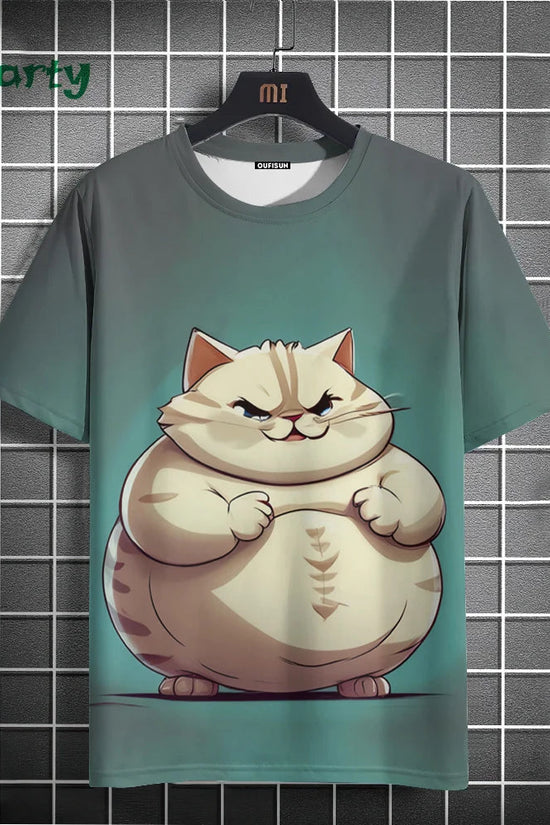 Cat Print T-shirts for Men - Y2K Graphic T-Shirt FitiqueFit