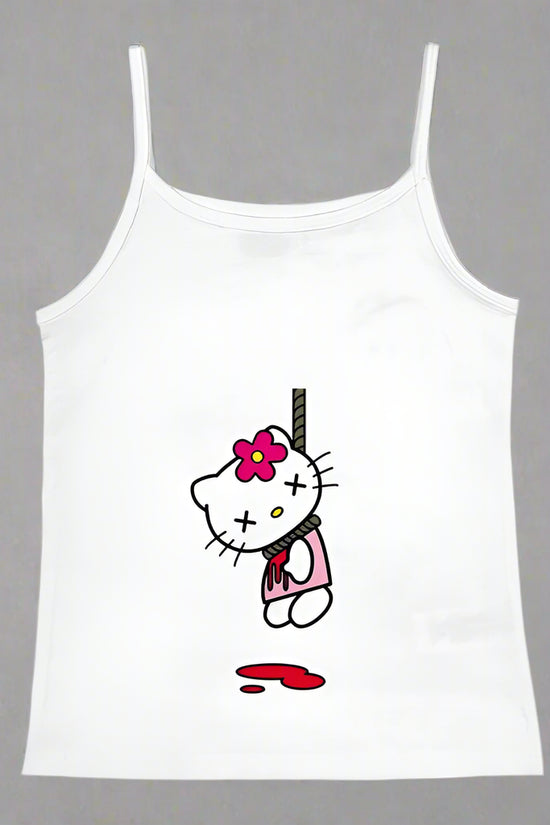 2000s Tops Emo Girls Camisole Tops Hello Kitty Print Grunge Crop Tops Y2k Clothes Vintage Punk Women's Corset Tank Top Baby Tees FitiqueFit