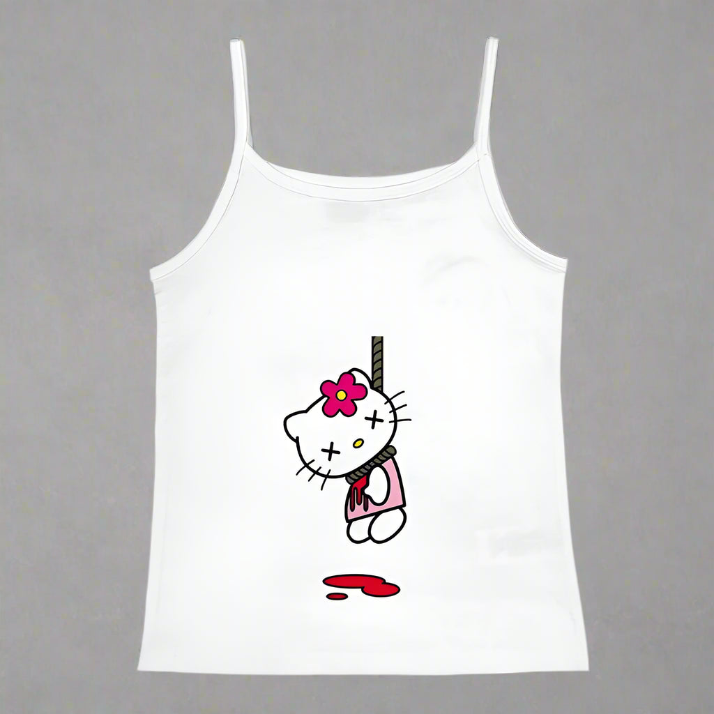 2000s Tops Emo Girls Camisole Tops Hello Kitty Print Grunge Crop Tops Y2k Clothes Vintage Punk Women's Corset Tank Top Baby Tees FitiqueFit