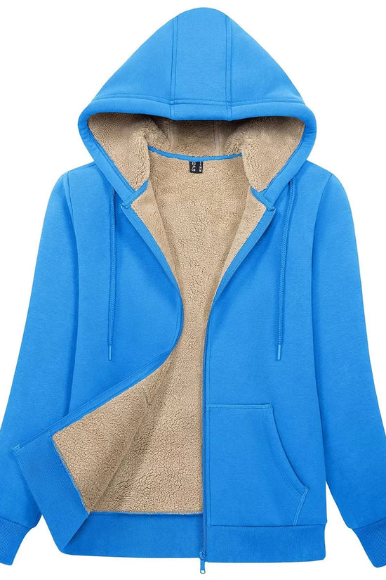 MAGCOMSEN Womens Sherpa Lined Fleece Jacket Zip Up Casual Hoodie Winter Warm Thicken Jackets 