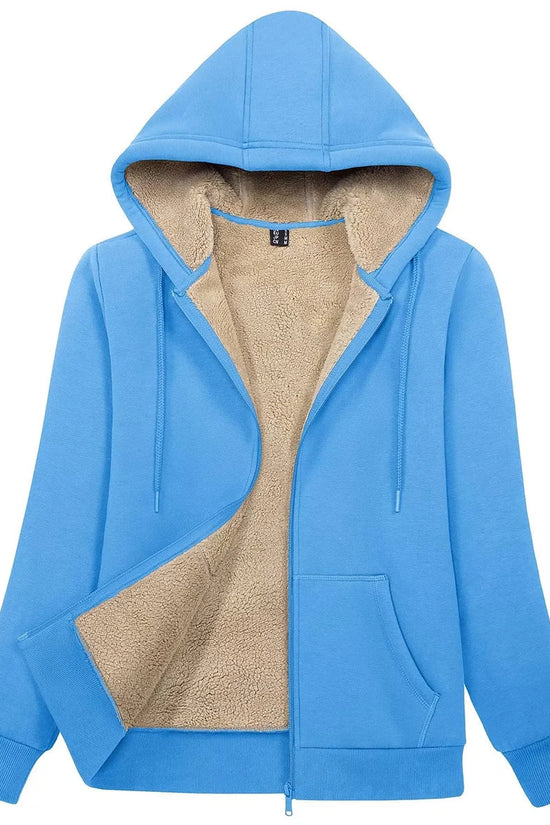 MAGCOMSEN Womens Sherpa Lined Fleece Jacket Zip Up Casual Hoodie Winter Warm Thicken Jackets 