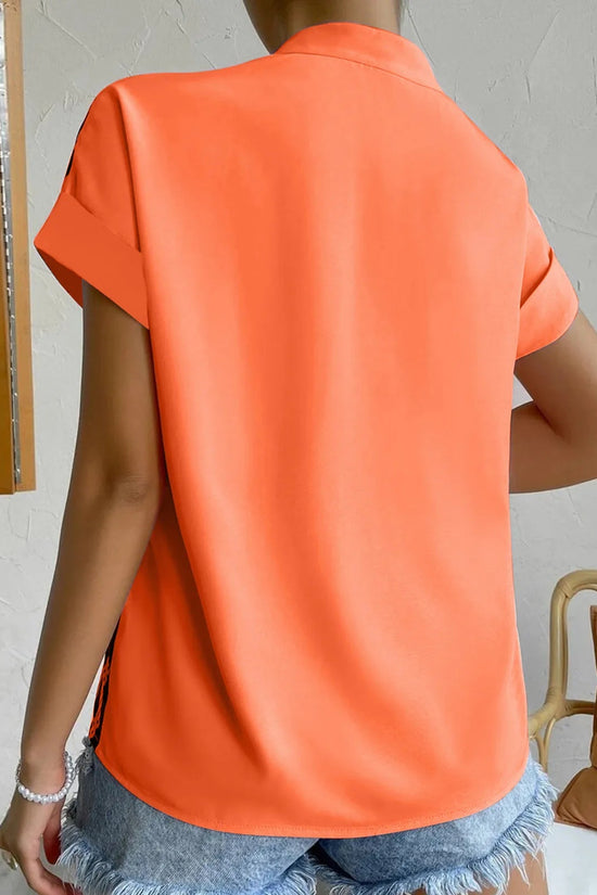 🧡 Summer Women's Satin V-Neck Short Sleeve Shirt – Elegant Casual Wear FitiqueFit