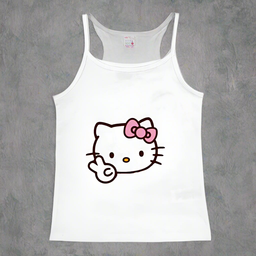 2000s Tops Emo Girls Camisole Tops Hello Kitty Print Grunge Crop Tops Y2k Clothes Vintage Punk Women's Corset Tank Top Baby Tees FitiqueFit