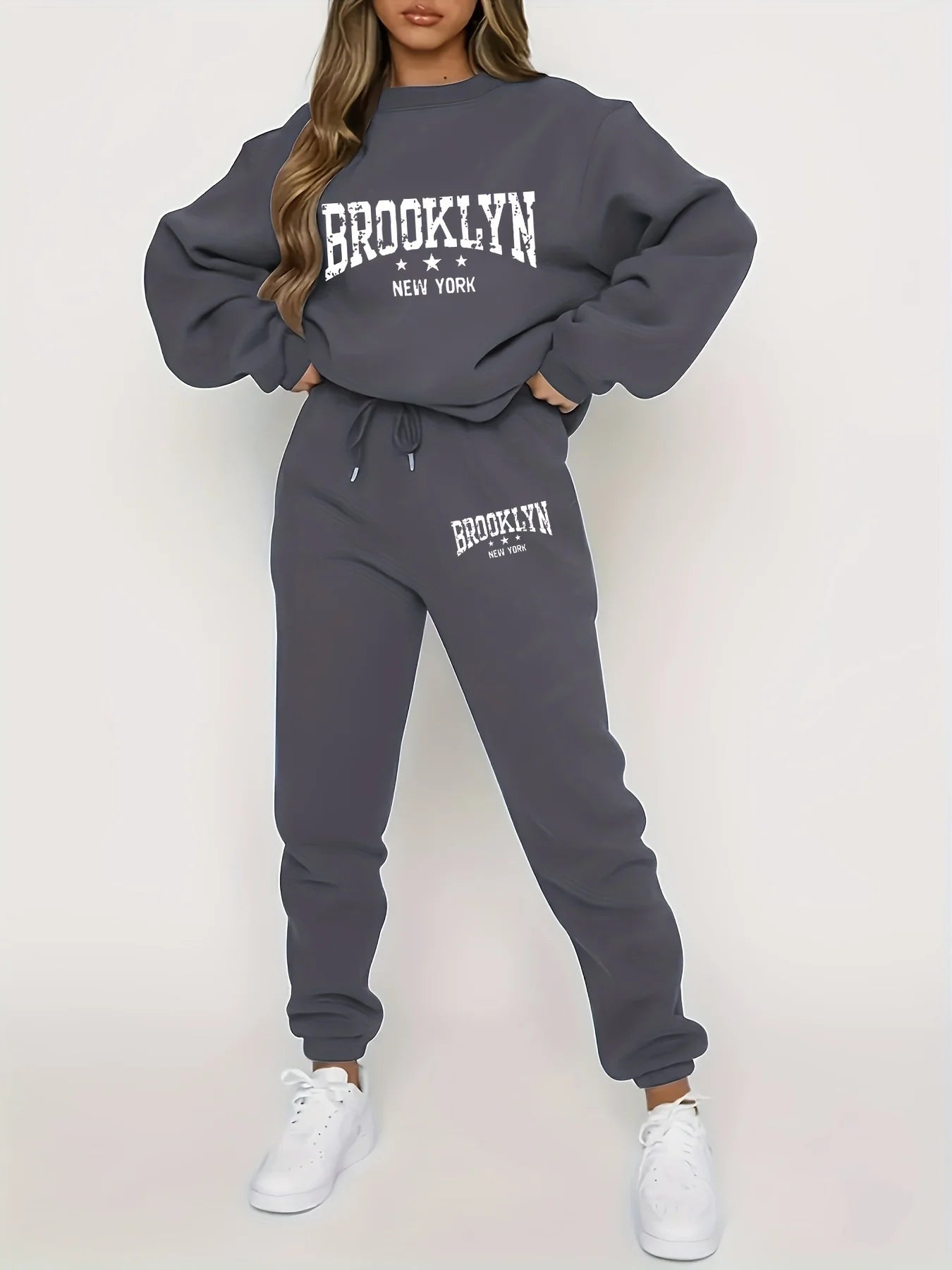 Autumn Winter Women's Sweater Pants Set  Women Hoodie set Street Hip Hop Clothing Casual Female  Clothing Plush sweatshirt 