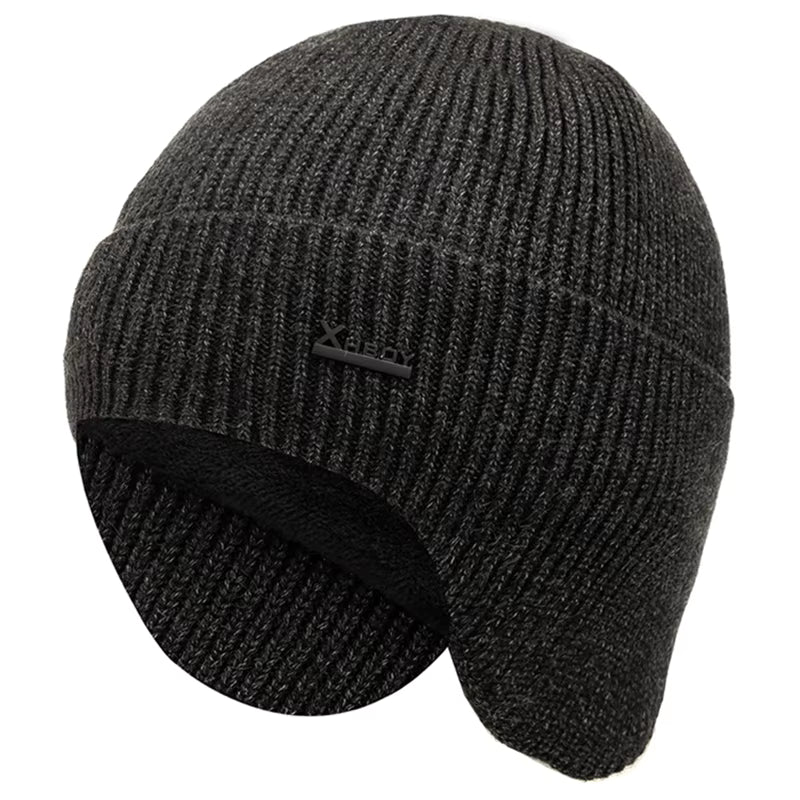 New Men Winter Hat Add Fleece Warm Earflap Cap Stylish Soft Beanie Hat For Male Outdoor Thicken Ski Sports Knitted Hat FitiqueFit