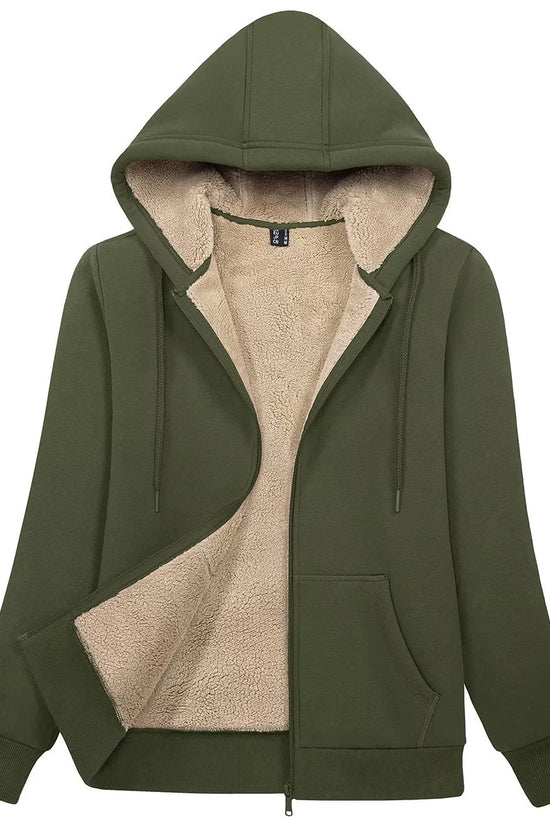 MAGCOMSEN Womens Sherpa Lined Fleece Jacket Zip Up Casual Hoodie Winter Warm Thicken Jackets 