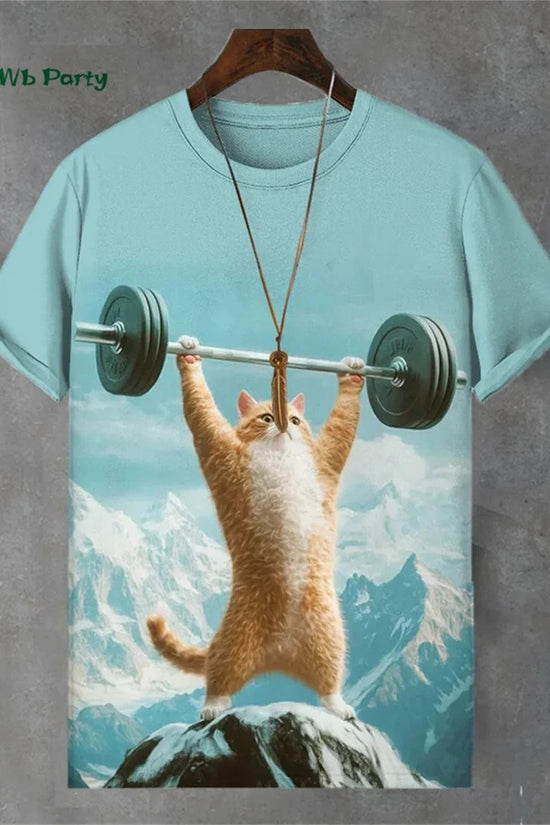 🐱  3D Travel Cat Print T-Shirt – Playful Summer Streetwear FitiqueFit
