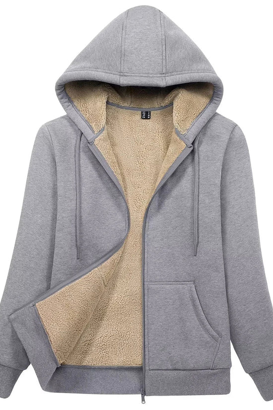 MAGCOMSEN Womens Sherpa Lined Fleece Jacket Zip Up Casual Hoodie Winter Warm Thicken Jackets 