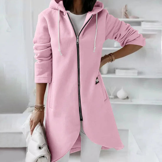 Oversized Women Loose Zip Sweatshirts Casual Female Hoody Tie Collar Zip Up Pocket Baggy Streetwear Hooded Coats JYFS-JY7755 