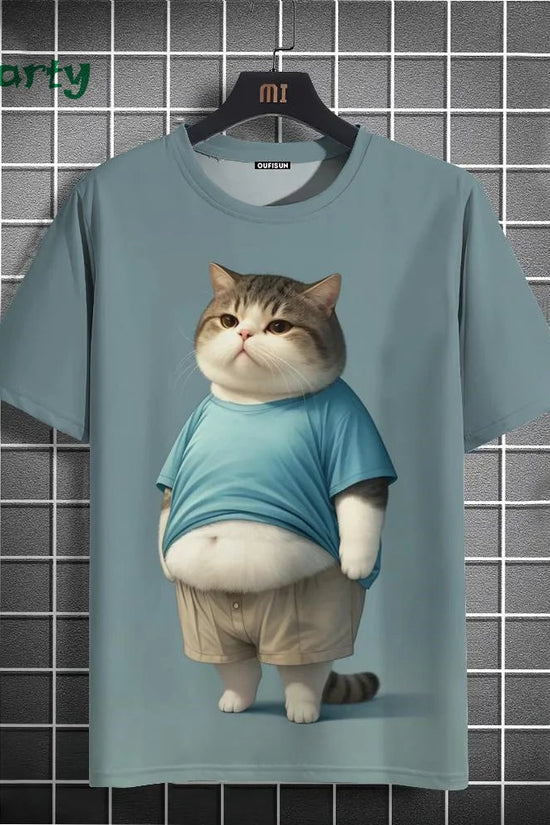 Cat Print T-shirts for Men - Y2K Graphic T-Shirt FitiqueFit