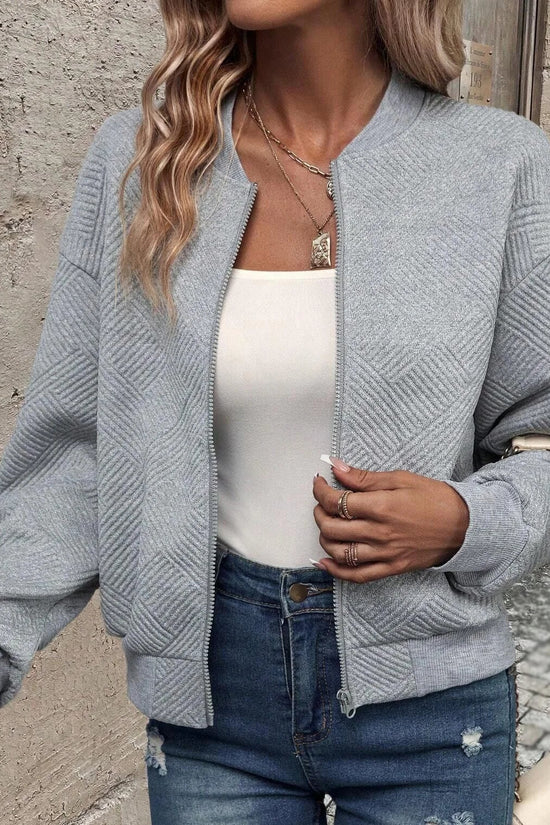 Women's autumn and winter new solid color simple and exquisite zipper jacket baseball collar casual jacket 